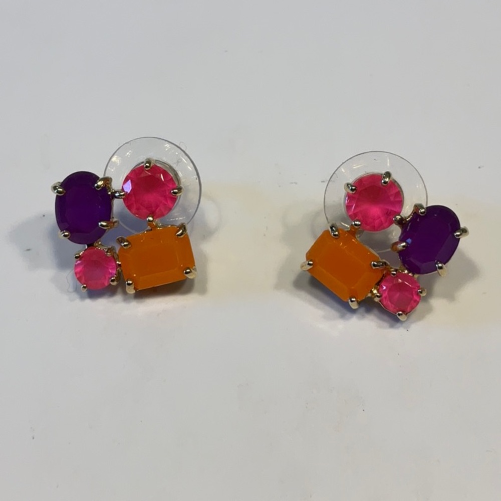 Kate Spade New York Pink Purple Orange Cluster Stud Pierced Earrings